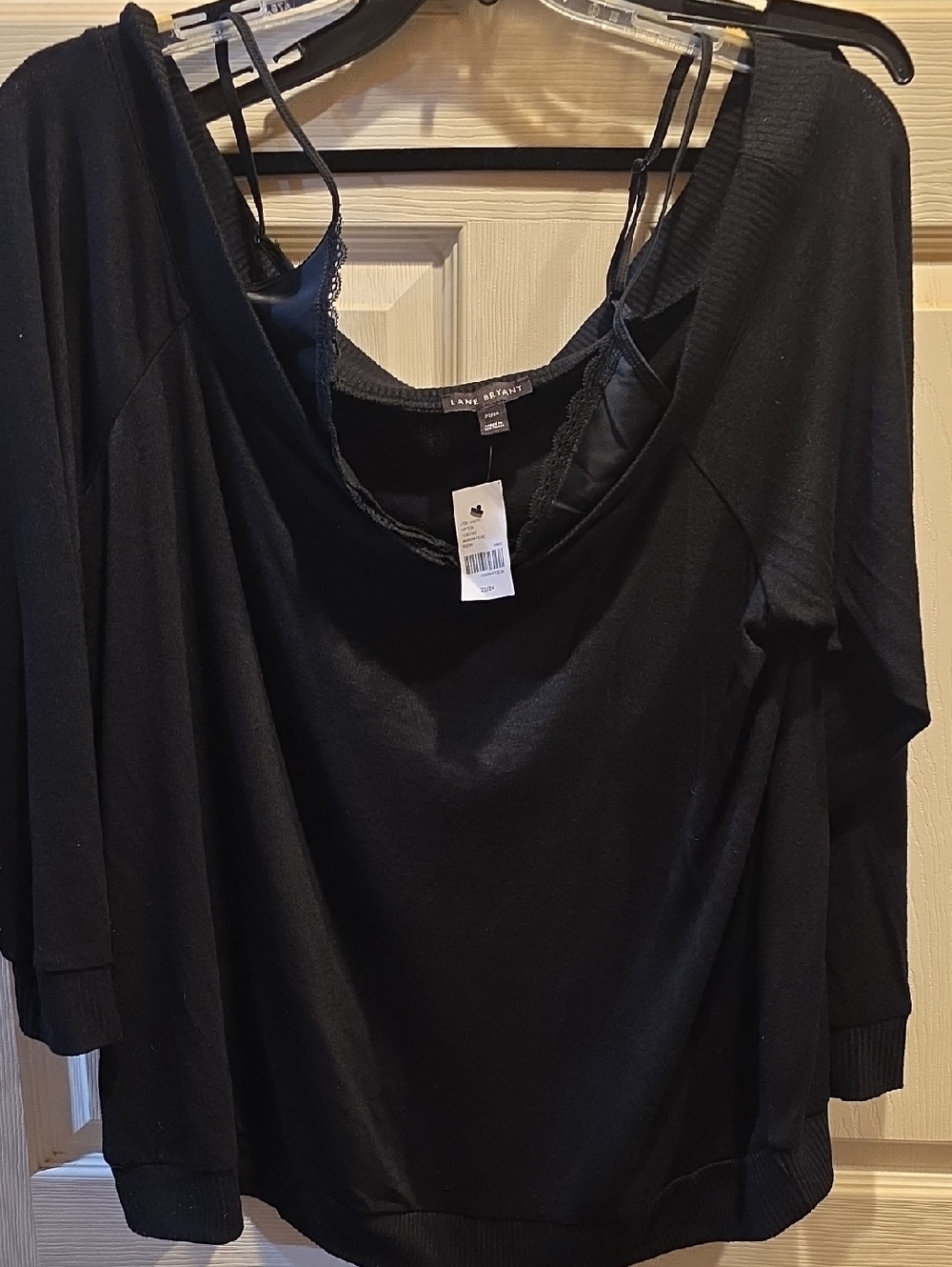 Lane Bryant Black Layered Lace-Trim Camisole Top